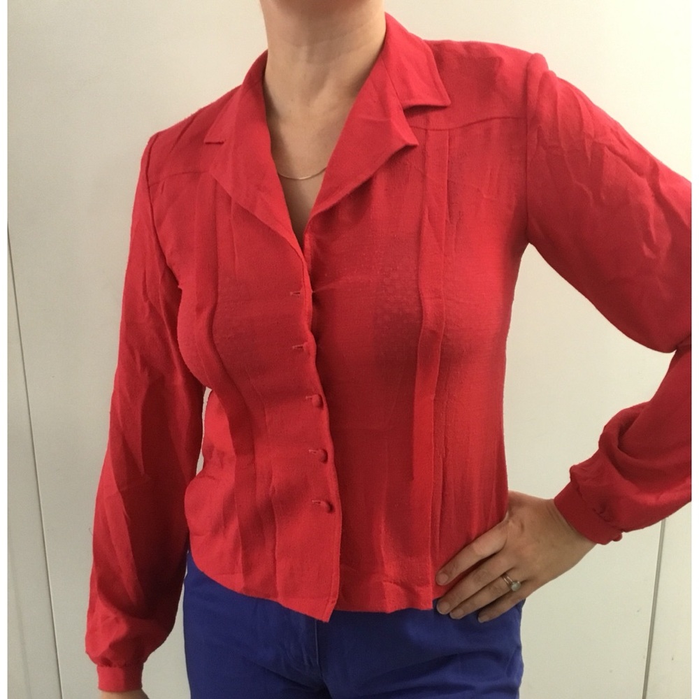 Vintage holiday red Doncaster blouse size Medium